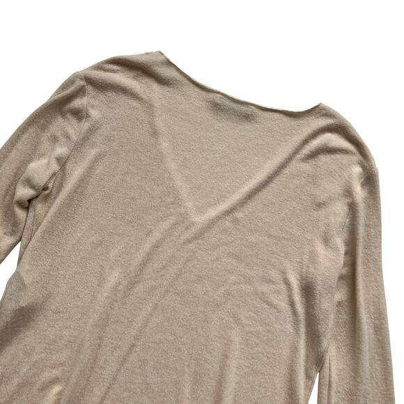 Zara Soft Knit V-Neck Sweater Size XL Beige Minimalist Lightweight - Picture 4 of 6